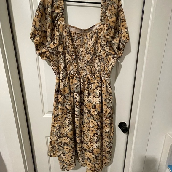 LENA AND LOU Brown Multi Color Floral Corduroy Dress with Pockets Size 3X - Picture 2 of 8